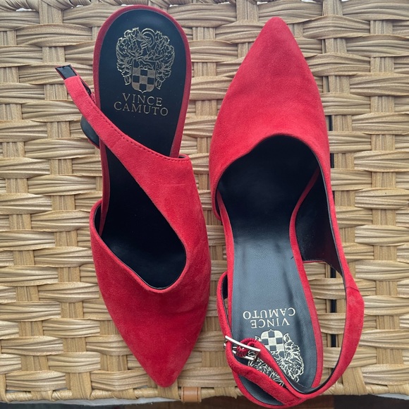 Vince Comuto Mahalda Lipstick Red suede heels Pump size 10 - Picture 7 of 7